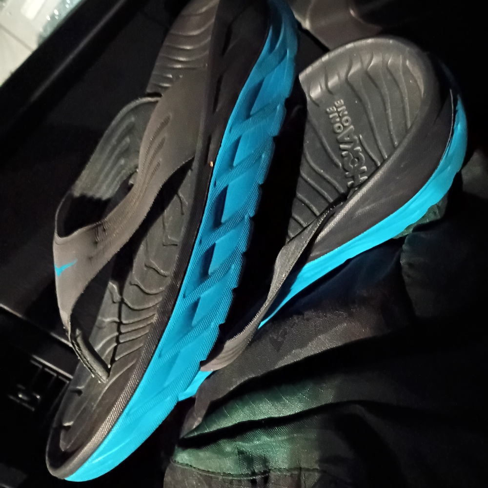 Hoka One One Black and Blue Sandals